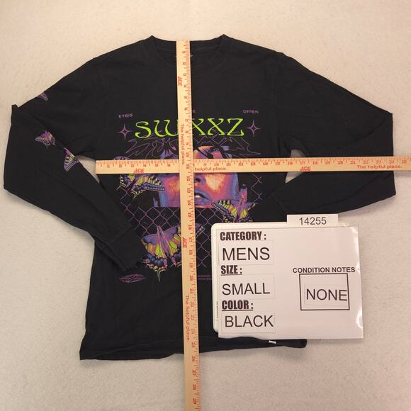 Swixxz Crew Neck Graphic Long Sleeve T Shirt Adult Mens Size Small S Black - Picture 5 of 9